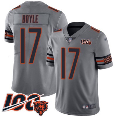 Nike Chicago Bears #17 Tim Boyle Silver Men's Stitched NFL Limited Inverted Legend 100th Season Jersey